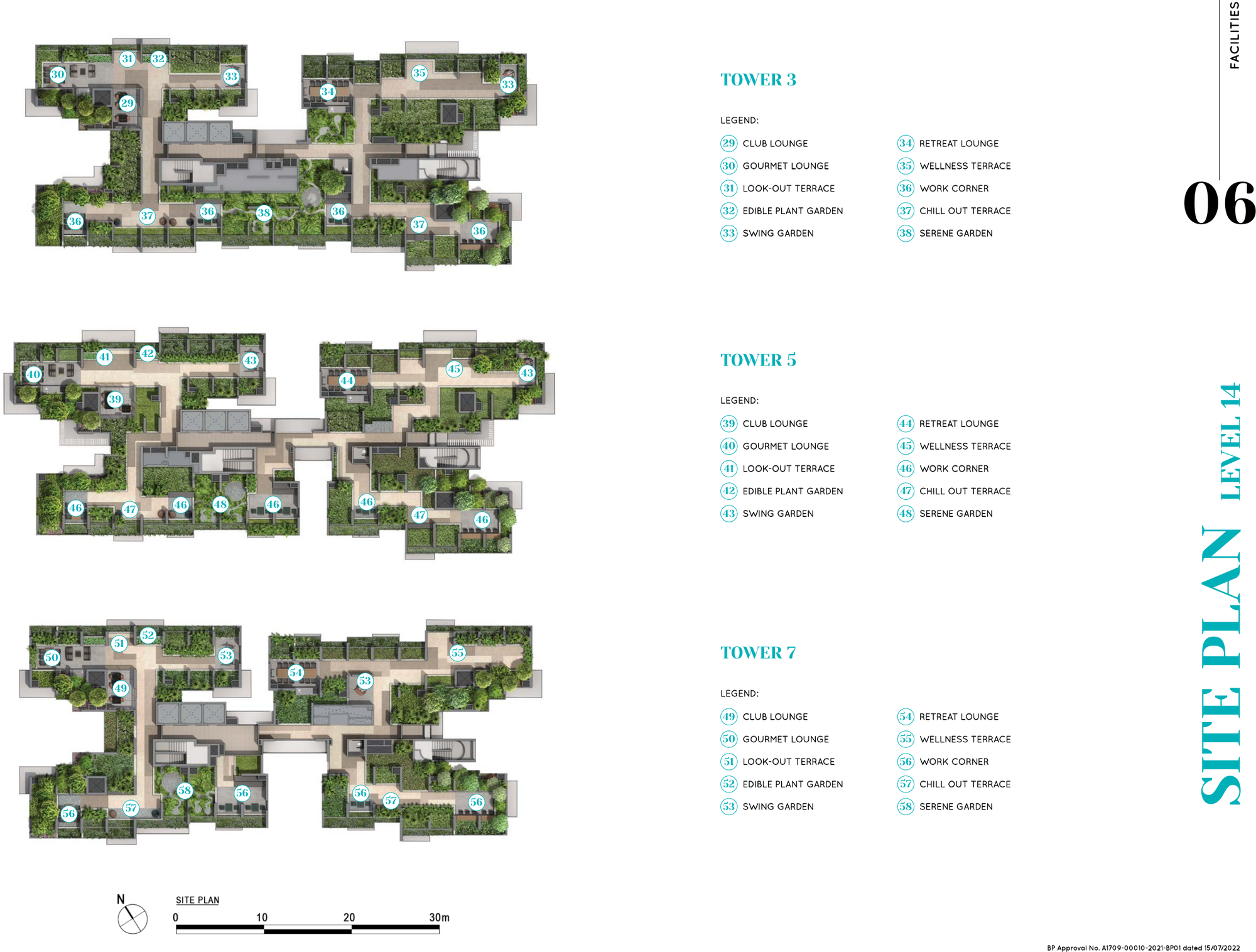 Site plan, level 14 Sky Club for Towers 3, 5 and 7