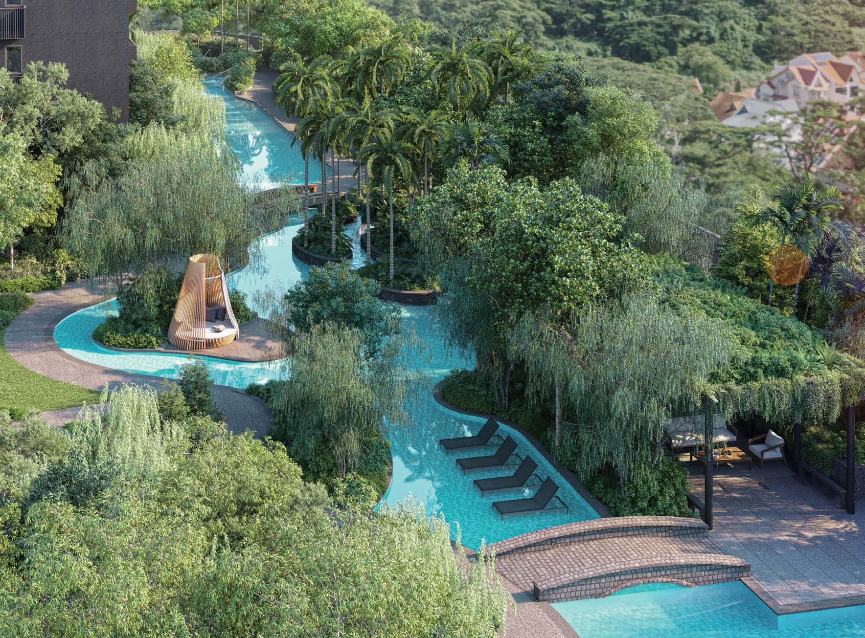 The stream landscape and pools